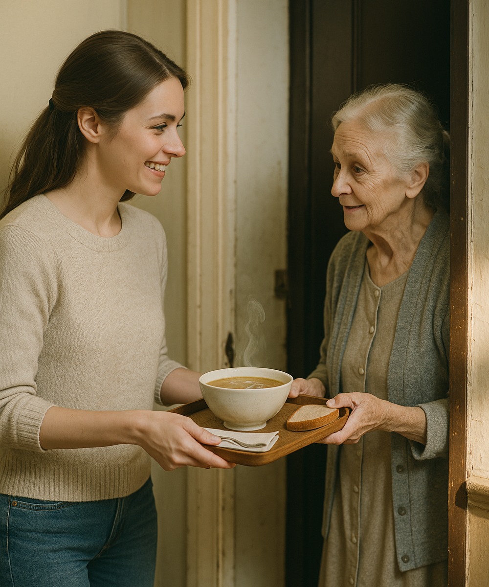 Twee jaar lang bracht ik mijn bejaarde buurvrouw eten, maar toen ik na haar dood eindelijk haar appartement binnenstapte, bracht wat ik op haar bed aantrof me tot tranen.