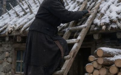Een bejaarde vrouw bracht de hele zomer en herfst door met het vastzetten van scherpe houten palen op haar dak. De buren waren ervan overtuigd dat ze haar verstand had verloren… totdat de winter eindelijk aanbrak.