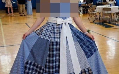 Ik naaide een jurk van de overhemden van mijn vader voor het schoolbal ter ere van hem – mijn klasgenoten lachten tot de directeur de microfoon pakte en het stil werd in de zaal.