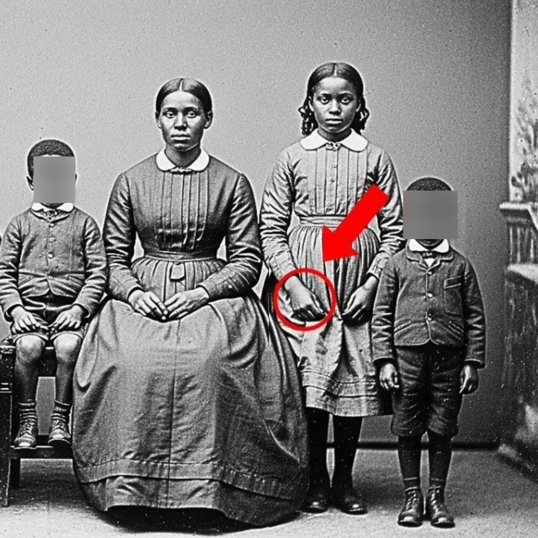 Het was slechts een eenvoudige familiefoto uit 1872, maar kijk eens goed naar de hand van de zus.