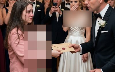 Zes weken nadat Mason mij en onze pasgeboren baby in een sneeuwstorm had geduwd, hoorde ik zijn laatste woorden nog steeds in mijn hoofd: “Het komt wel goed. Je overleeft het altijd.” Nu stond ik achteraan op zijn schitterende bruiloft, mijn baby slapend tegen mijn borst en een verzegelde envelop brandend in mijn hand.