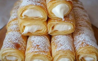 Zelfgemaakte roomhoorntjes met Italiaanse meringuevulling