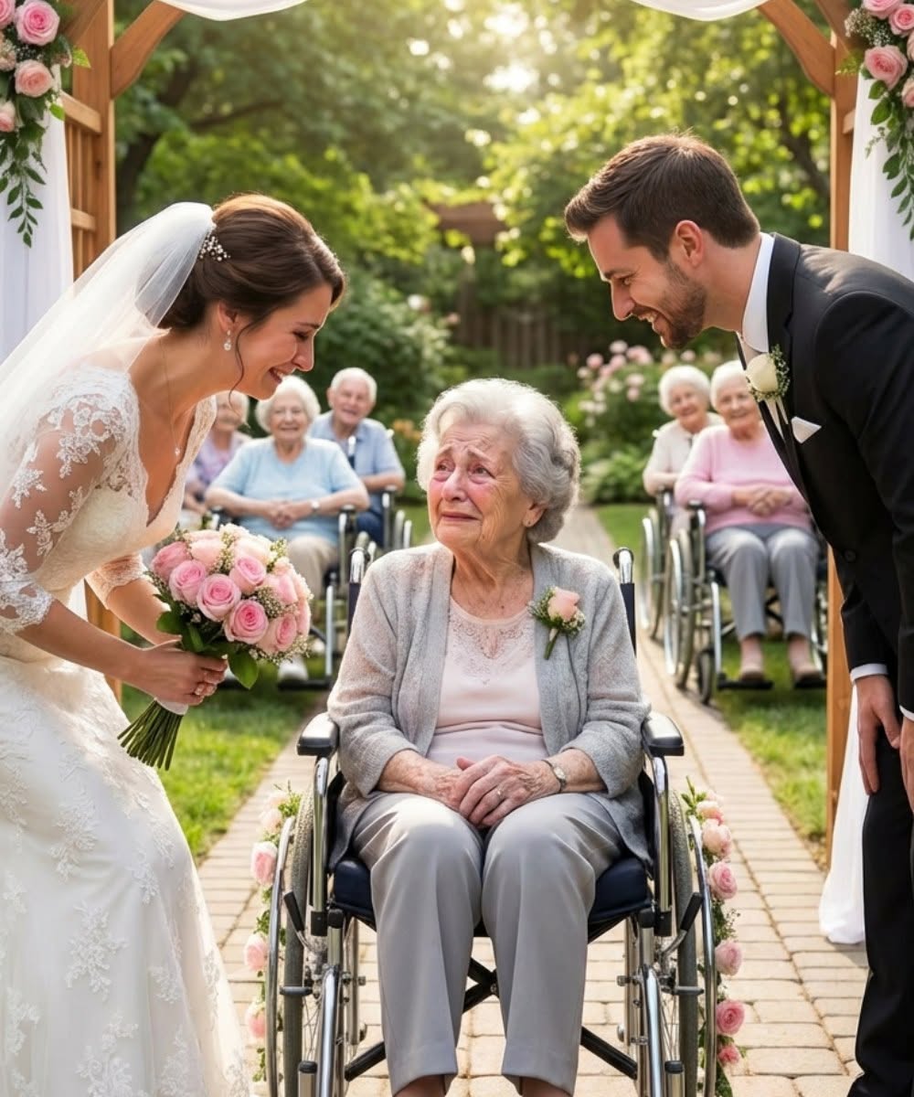 We hielden de bruiloft in een verzorgingstehuis zodat mijn oma me kon zien trouwen. Mijn moeder trok een vies gezicht: “Wat deprimerend… laten we het er maar niet over hebben.” Mijn zus lachte: “Plaats het online en ze noemen het een ‘armoedehuwelijk’.”