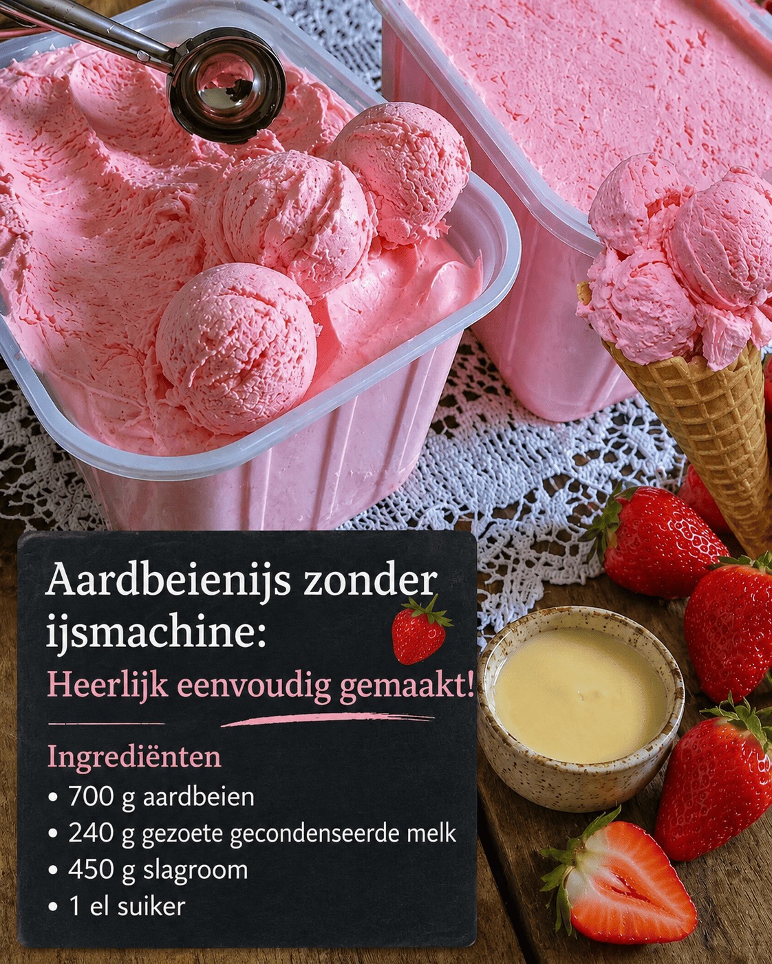 Aardbeienijs zonder ijsmachine: in een handomdraai gemaakt!