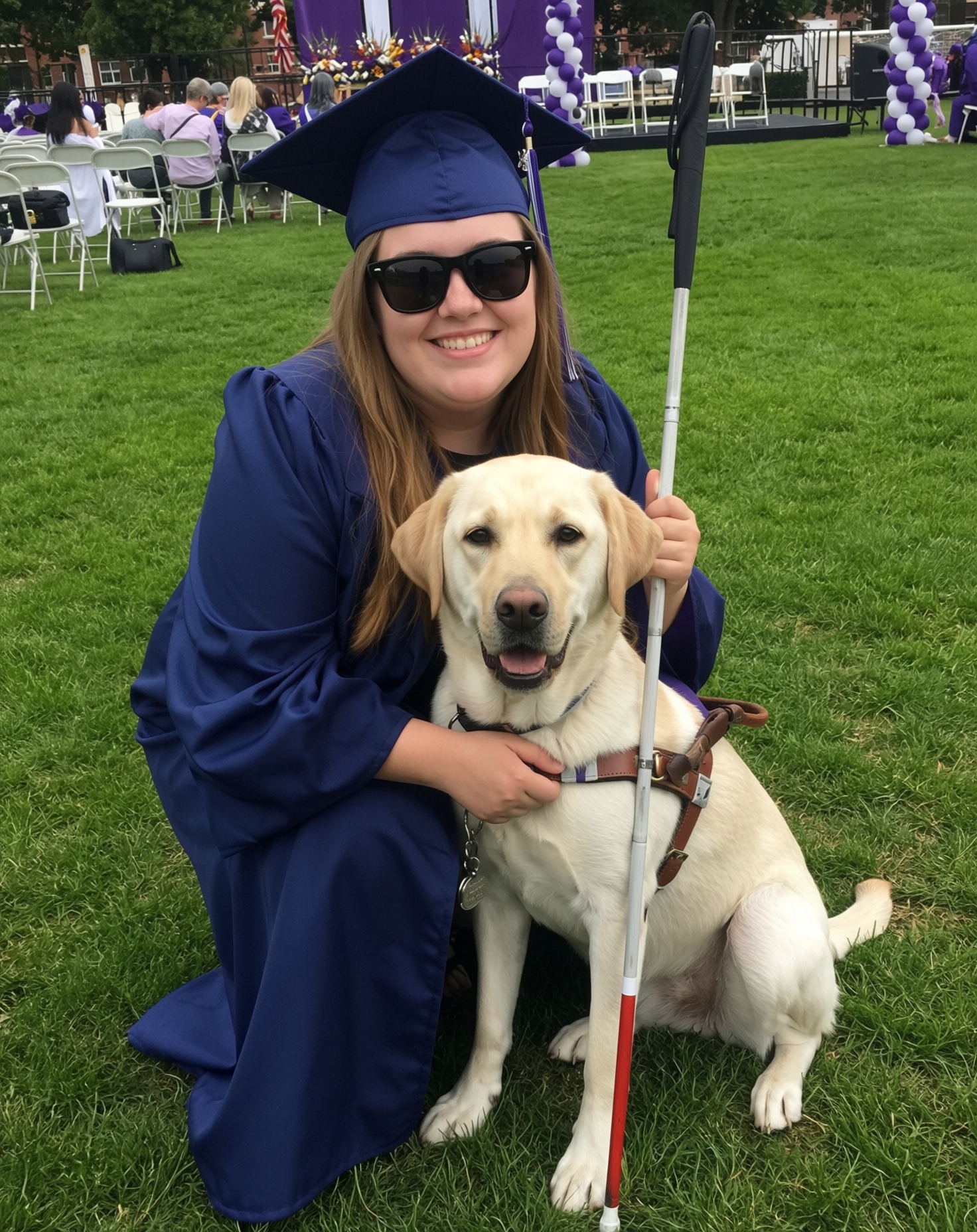 Tijdens de diploma-uitreiking begon de blindengeleidehond van mijn blinde dochter te blaffen naar een man. Toen keek ik op en toen ik zag wie er voor me stond, werden mijn knieën slap.