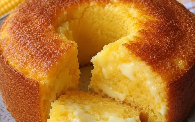 🌽🧀Romige maïscake, vergelijkbaar met pamonha, met kaas.