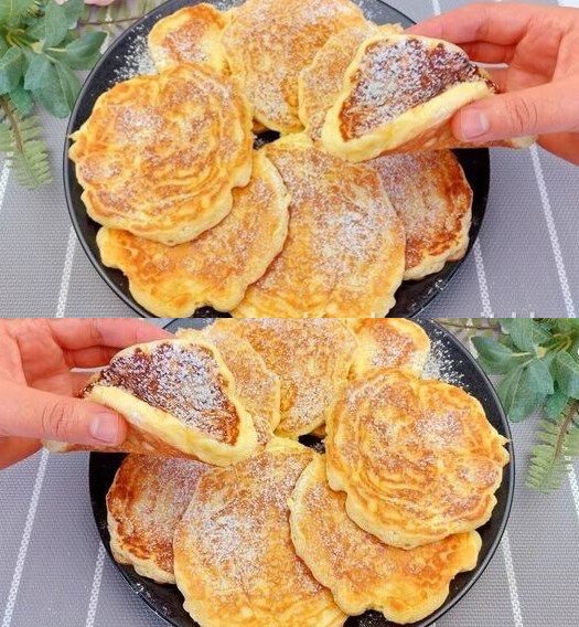 Je hebt een appel en 150 ml yoghurt nodig, en de pannenkoeken zijn in 3 minuten klaar.