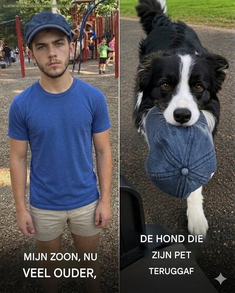 In het park kwam een ​​hond op me afgerend met de spijkerpet van mijn vermiste zoon in zijn bek. Toen ik de pet omdraaide, riep de eigenaar: ‘Wie heeft je gezegd dat je erin moest kijken?’
