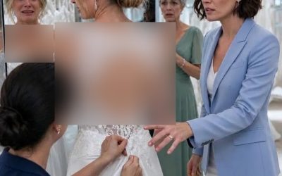 In de bruidsboetiek zag ik verse, donkere striemen op de rug van mijn zus. Ze fluisterde: “Als ik afzeg, maakt zijn vader ons kapot.” Ik kuste haar op haar wang en zei: “Dan zeggen we niet af.” Maar de volgende ochtend had de bruidegom geen idee wie er in het gangpad stond te wachten.