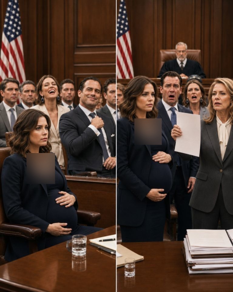 Tijdens de scheidingszitting was ik acht maanden zwanger. Mijn echtgenoot, een miljardair van Wall Street, grijnsde: “Je gaat met lege handen naar huis, Caroline. De huwelijksvoorwaarden zijn waterdicht.” Zijn jonge maîtresse giechelde vanuit de zaal.