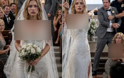 Ik liep naar het altaar met een gespleten lip en een gescheurde sluier. Mijn verloofde grijnsde naar zijn getuigen en zei luid: “Ze moest even eraan herinnerd worden wie de baas is voordat we de papieren tekenen.”