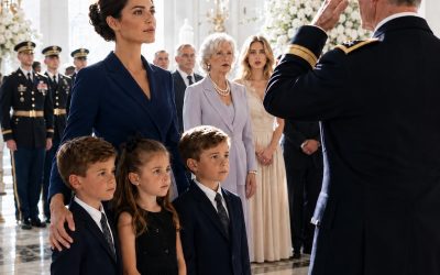 Bij de militaire begrafenis van mijn ex-man zat zijn zwangere maîtresse vooraan, terwijl zijn familie haar behandelde als de weduwe. Maar toen de generaal met de opgevouwen vlag naar voren kwam, liep hij langs haar heen, stopte voor mij en onze drieling en bracht een saluut. “Kapitein,” zei hij, zodat iedereen het kon horen. Wat er vervolgens gebeurde, schokte de hele begraafplaats.
