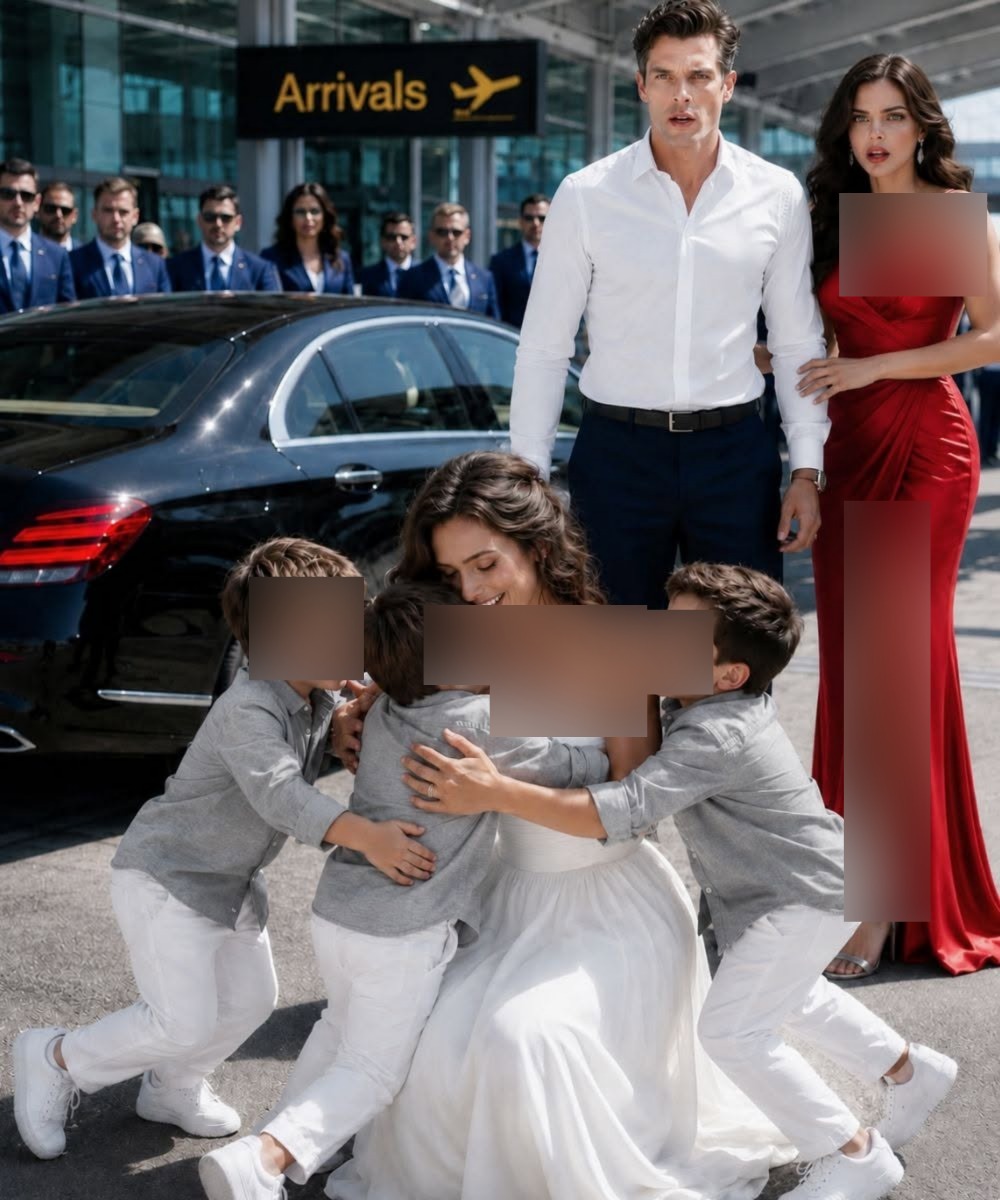 Mijn ex-man, een miljardair, zat naast me in het vliegtuig, puur om me te pesten – totdat er drie kleine jongetjes uit een Bentley stapten en naar me toe renden, roepend: “Mama!”