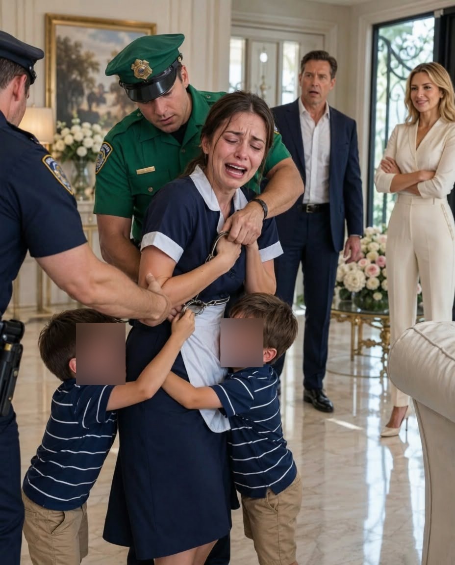 Mijn zesjarige tweelingzoontjes gilden het uit van paniek toen politieagenten hun oppas handboeien omdeden. “Ze heeft van dit gezin gestolen,” grijnsde mijn vrouw koudjes toen de agenten de snikkende vrouw naar de voordeur trokken.