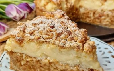 Taart met geraspte appels en vla🍎