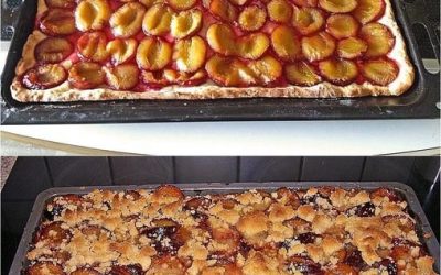Pruimencake van een bakplaat in 10 minuten in de oven