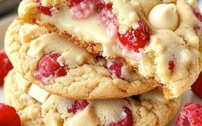 Frambozen- en witte chocoladekoekjes